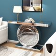 thumbnail image 6 of Entrance Table Silver Console Table Mirrored Accent Table with O-Base Rectangle Crystal Table for Living Room Hallway, 6 of 11