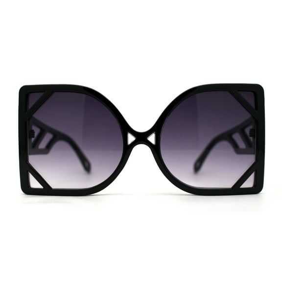 Womens Oversize Thin Geometric Mod Butterfly Sunglasses Black Smoke