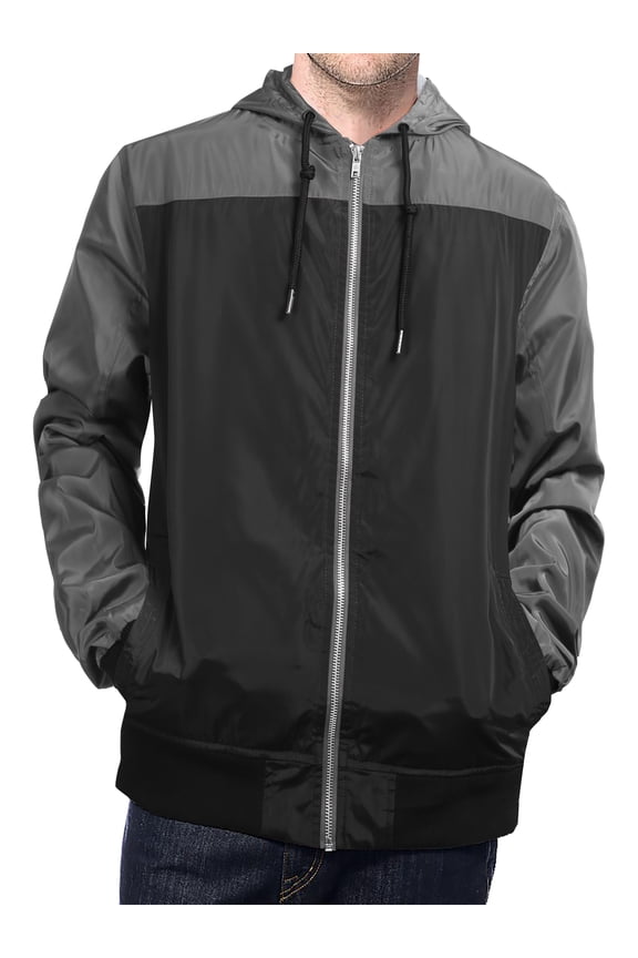 Men's Active Two Tone Windbreaker Jacket Slim Fit Water & Wind Resistant