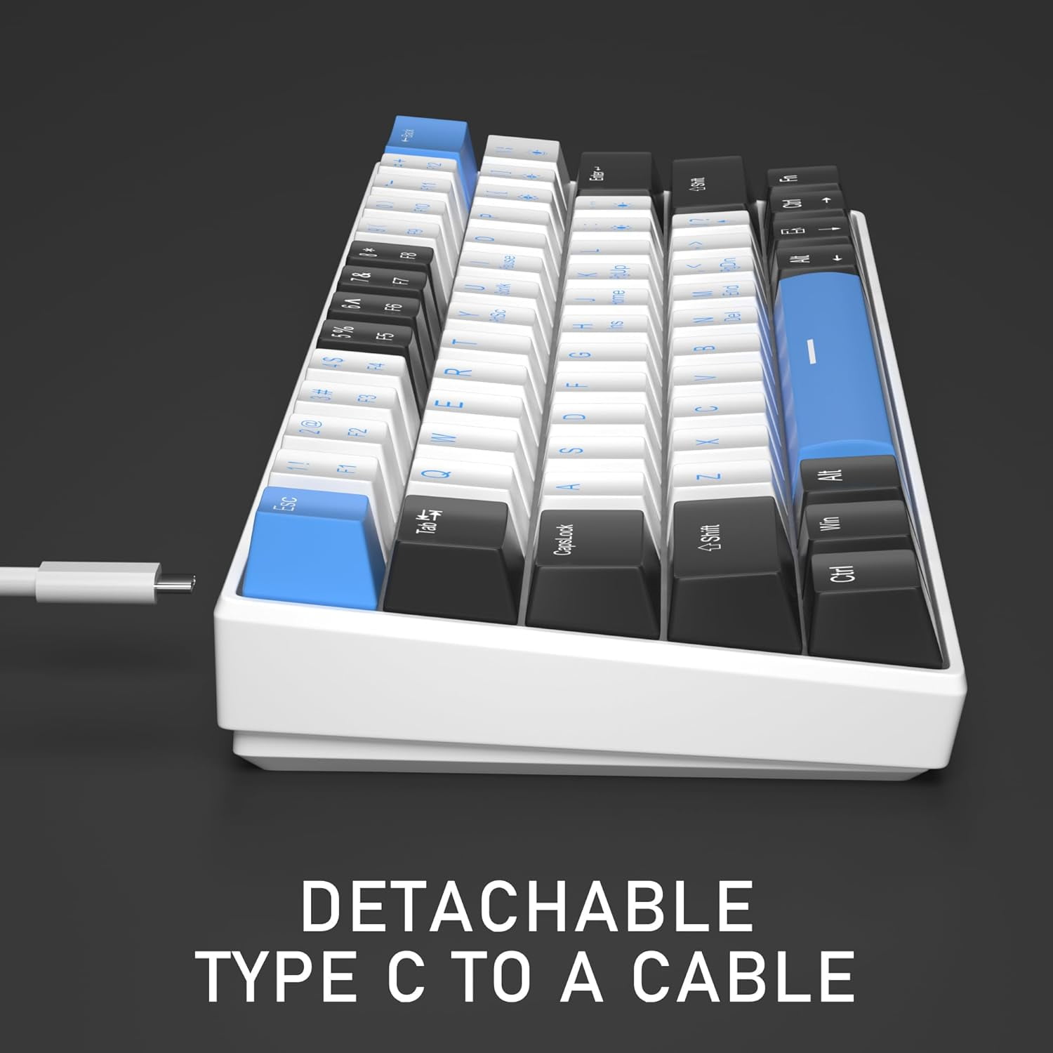 60% Mechanical Gaming Keyboard,Mixed Color Keycaps Gaming Keyboard with Linear Red Switches, Detachable Type-C Cable Mini Keyboard
