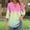 Hot Pink, variant on EchfiProm Fall Tops for Women V-Neck 3/4 Sleeve Shirts Blue Gradient Blouse Tunic Ladies