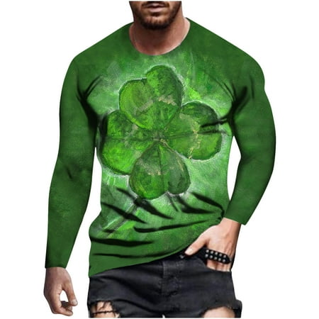 

SOOMLON Men s St. Patrick s Day Shirt Buffalo Plaid Shamrock Vintage Clover Graphic T Shirt Holiday Tee Tops Graphic Blouse Bra Cami Tank Bra Long Sleeve Crewneck Army Green XL