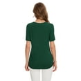 thumbnail image 3 of Uvplove Womens Blouse V Neck Knot Front Short Sleeve Basic Casual T Shirt Dark Green-S, 3 of 8