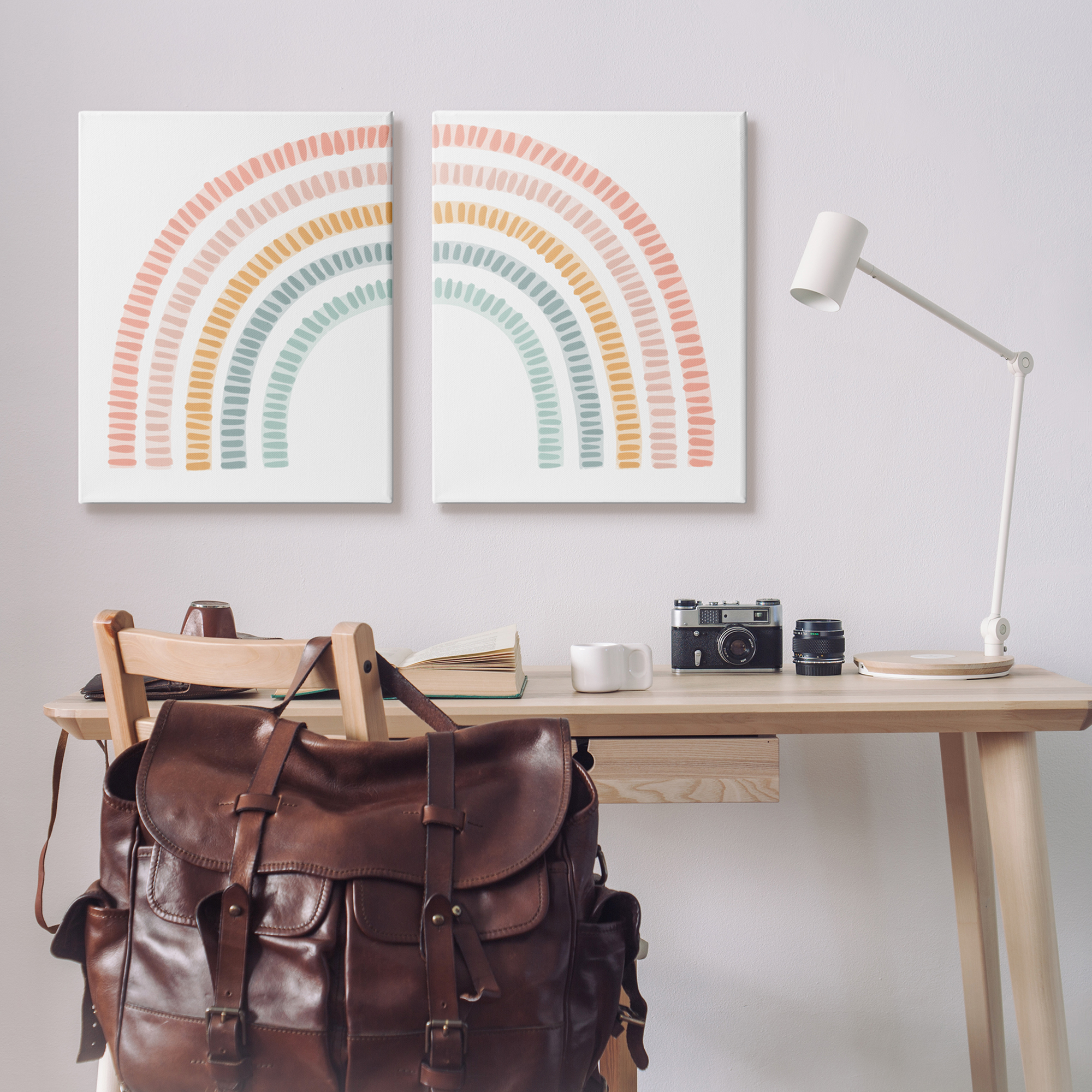 Stupell Industries Patterned Rainbow Arches Abstract Painting Gallery Wrapped Canvas Art Print Wall Art, 24 x 30, Set of 2