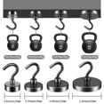 thumbnail image 2 of Magnetic Hooks Heavy Duty for Hanging, Magnet with Hooks for Home, Kitchen, Workplace, Office (Black, Pack of 4/6/8/12), 2 of 9