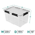 thumbnail image 3 of (2 pack) Sterilite Gasket Box, 54 Quart WaterProof Clear Plastic Storage Bin with Lid, Gasket Seal and Durable Latches, Black, 3 of 12