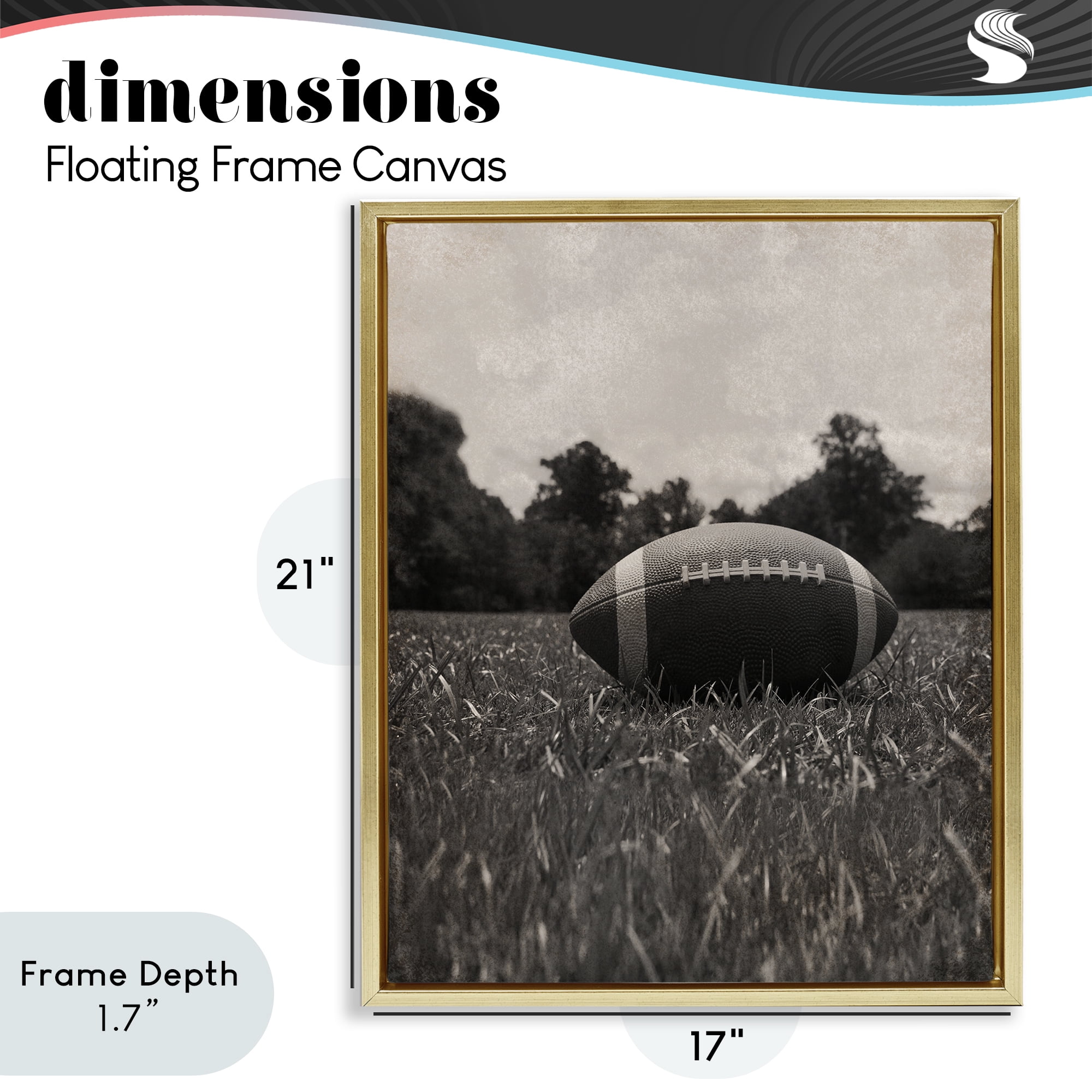 Stupell Industries Vintage Sports Football Gold Framed Floater Canvas Wall Art, design by Marcus Prime