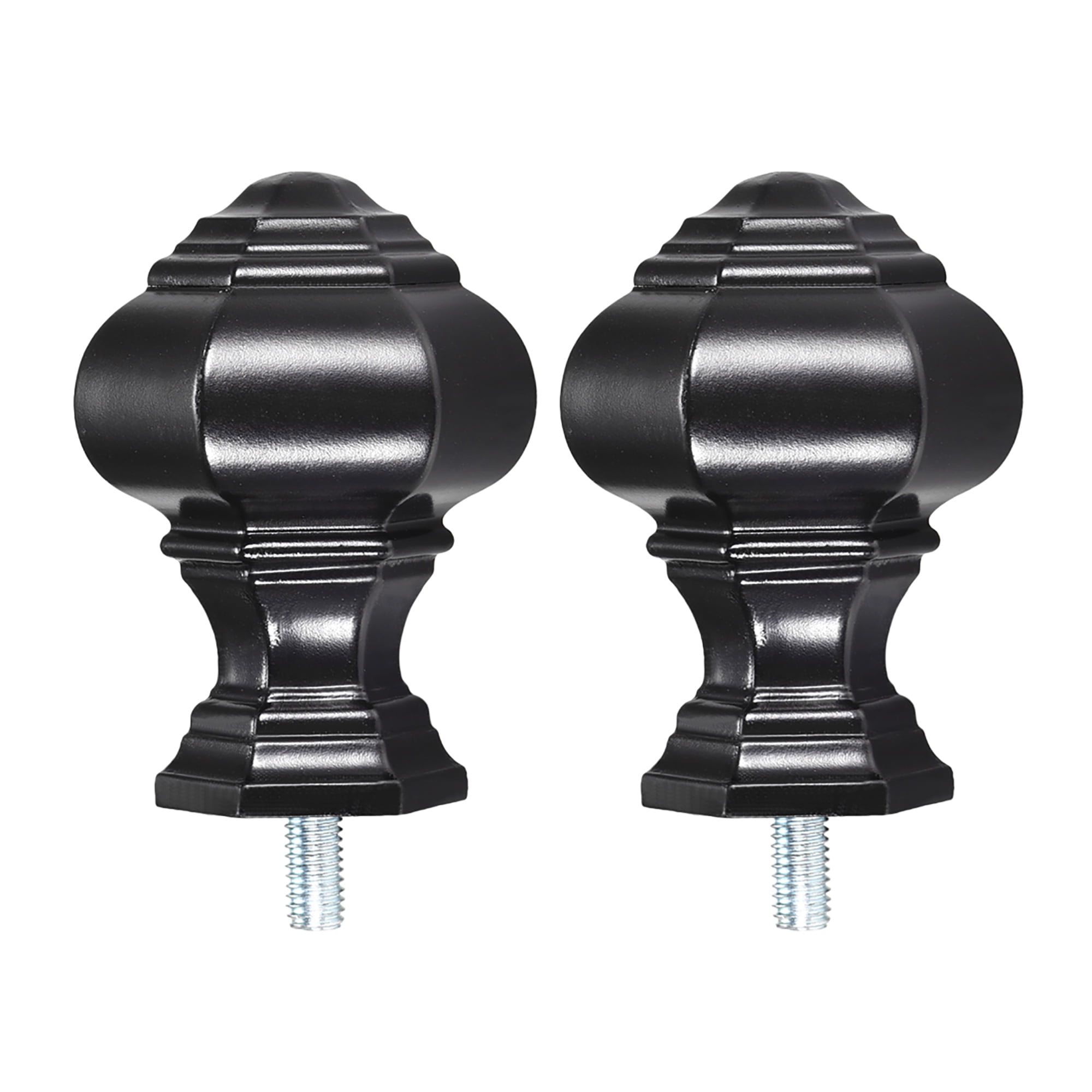 Uxcell 14mm Dia Curtain Rod Finials Plastic Black 2Pack