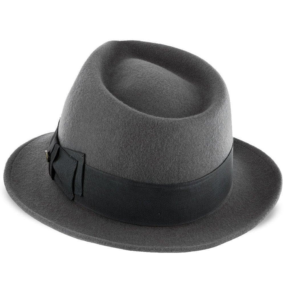 Walrus Hats Compass Grey  Diamond Crown Fedora – 100% Australian Wool Felt Hat with Grosgrain Band & Walrus Logo Pin – Stylish Unisex Fedora