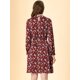 thumbnail image 4 of Vestido Floral De Una Línea De Manga Larga Con Columpio Hasta La Rodilla Y Cuello Simulado Para Mujer Rojo vino satinado S, 4 of 6