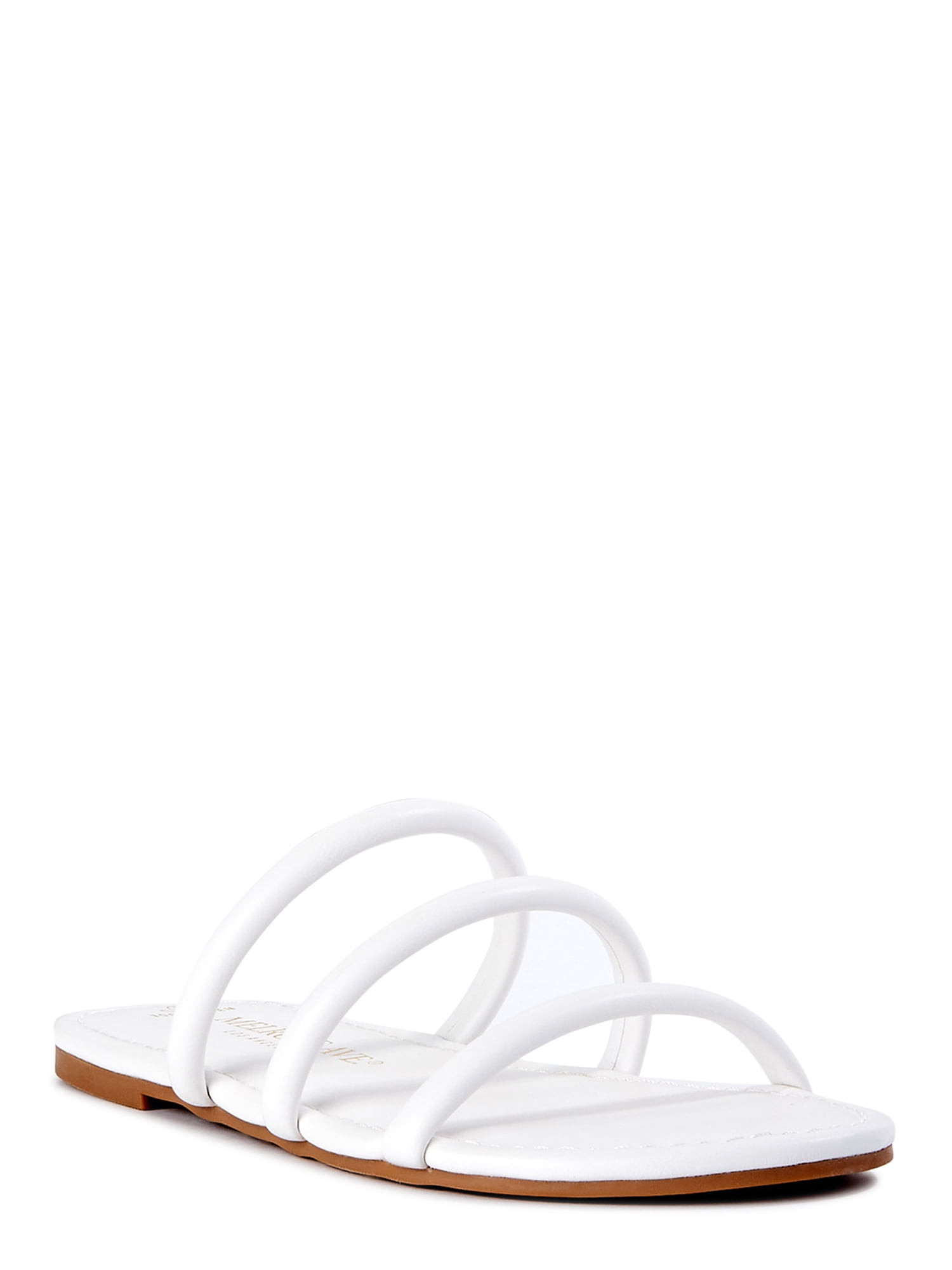 Melrose Ave Women's Faux Leather Three Strap Sandals