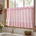 thumbnail image 5 of Pink and White Buffalo Check Plaid Window Valances Floral Lace Semi Sheer Kitchen Curtain Farmhouse Gingham Curtains Rod Pocket Valances for Living Room, 42"x18", 5 of 8