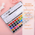 thumbnail image 3 of Watercolor Paint Set,50 Colors in Portable Box,Water Colors Paint Adult Set with Watercolor Brushes,Water Color Set for Beginners & Professionals, Perfect Travel Watercolor Set for Artists, 3 of 8