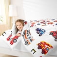 thumbnail image 4 of Homewish Cartoon Fire Engine Queen Comforter Set,Cute Cartoon Car Bedding Sets,White Red Blue Bedding Comforter Set For Teens,Breathable Home Decor Reversible,3-Piece, 4 of 8