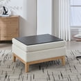 thumbnail image 6 of 33.86"W Upholstered Wood Base Storage Ottoman With Reversible Lid Coffee Table(Not Include Sofa),Foot Stool Square Footrest with Rubberwood Legs for Living Room Bedroom Entryway and Office,Ivory Bou, 6 of 8