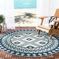 thumbnail image 2 of Safavieh Veranda Collection VER099 Boho Indoor/ Outdoor Non-Shedding Stain Resistant Patio Backyard Area Rug, 6'7" x 6'7" Round, Ivory / Blue, 2 of 4