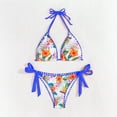 thumbnail image 4 of XIAOCHA Women's Halter Triangle Bikini Set Halter Neck Sleeveless Black Tropical Floral Print Tie Side Cheeky Bottom Quick Dry Vibrant Beach Swimsuits, 4 of 5