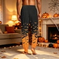 thumbnail image 7 of Men's Halloween Bat Pajama Pants with Pockets & Drawstring - Cuffed Jogger Sleep Bottoms for Men, Elastic Waist Soft Lightweight Lounge Homewear Orange XL, 7 of 7