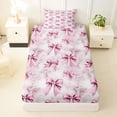 thumbnail image 3 of Erosebridal Pink Bow Twin Sheet Sets For Bowtie Girl,Vintage Flower Floral Bedding,Dreamy Princess Style Bows 3-Piece, 3 of 6