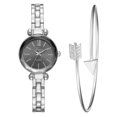 thumbnail image 2 of LVPAI Moda Casual Mujer Reloj de Pulsera Reloj de Cuarzo de aleación y Traje de Pulsera (Negro Plateado), 2 of 4