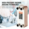 thumbnail image 2 of VEVOR Heat Exchanger, 5"x 12" 30 Plates Brazed Plate Heat Exchanger, Copper/316L Stainless Steel Water To Water Heat Exchanger For Floor Heating, Water Heating, Snow Melting, Beer Cooling, 2 of 9