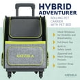 thumbnail image 3 of Katziela Wheeled Pet Carrier Backpack, Double Airline Approved, Gray & Green Pack of 1, 3 of 7