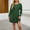 Green, variant on Womens Casual Dresses Crewneck Long Sleeve Elegant Pleated Design Black Dress