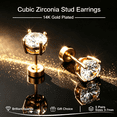 thumbnail image 5 of DESIGNICE 5 Pairs Flat Back Gold Stud Earrings for Women, 14K Gold Plated Hypoallergenic Surgical Steel Stack Cartilage Earrings, Cubic Zirconia Jewelry, 5 of 7