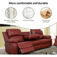 thumbnail image 4 of Bonded Leather Living Room Furniture Set Reclining Sofa Set Loveseat Furniture Sets in Living Room Sofa Recliners (Sofa, Red), 4 of 11