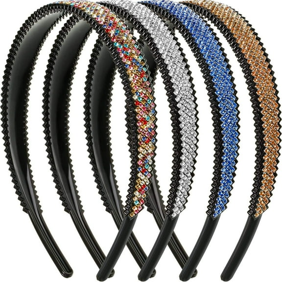 4Pcs Rhinestone Headband,Fashion Headbands,Teeth Hairband,Crystal Hairband,Sparkly Diamond Hairbands Hair Accessories