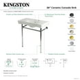 thumbnail image 4 of Kingston Brass KVPB36198W82 Imperial 36" Ceramic Console Sink with Stainless Steel Legs (8-Inch, 3-Hole), White/Polished Brass, 4 of 4