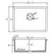 thumbnail image 2 of ALFI brand AB2317 23" White Fireclay Undermount Kitchen Sink, 2 of 11