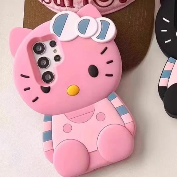 Cartoon 3D KT cat phone case for Samsung S23/22/S25/24 Ultra/A56/55 shockproof cover