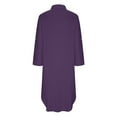 thumbnail image 5 of Purple Turtleneck Faux Gauze Linen Dress for Juniors Summer Fall Long Sleeve Maxi Long Loose Fit Beach Brunch Thin Flowy Hawaiian with Slit Dress Women 2025 XXL, 5 of 6