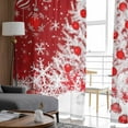 thumbnail image 4 of Red Christmas Tree Semi Sheer Curtains 72 Inch Length 2 Panels Set, Balls Xmas Snowflake Winter Sheer Kitchen Curtain Privacy Voile Window Curtain for Living Room Bedroom Rod Pocket Drapes, 4 of 7