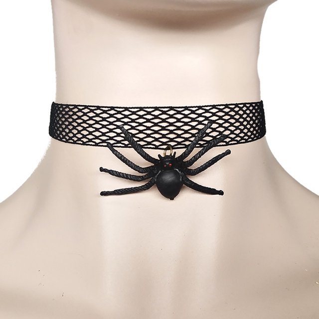 Collier Ras-du-Cou pour Femme, Collier Rétro à la Mode avec Breloque Araignée, Collier Tatouage pour l'Halloween