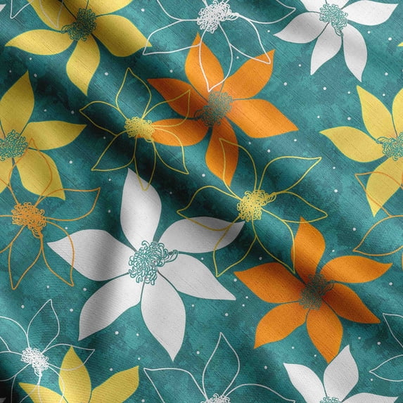 Soimoi Floral Printed, Poly Canvas Fabric Decor Sewing Fabric By The Yard- 56 Inch WideDecorative Fabric For Curtains Tote bags-Green