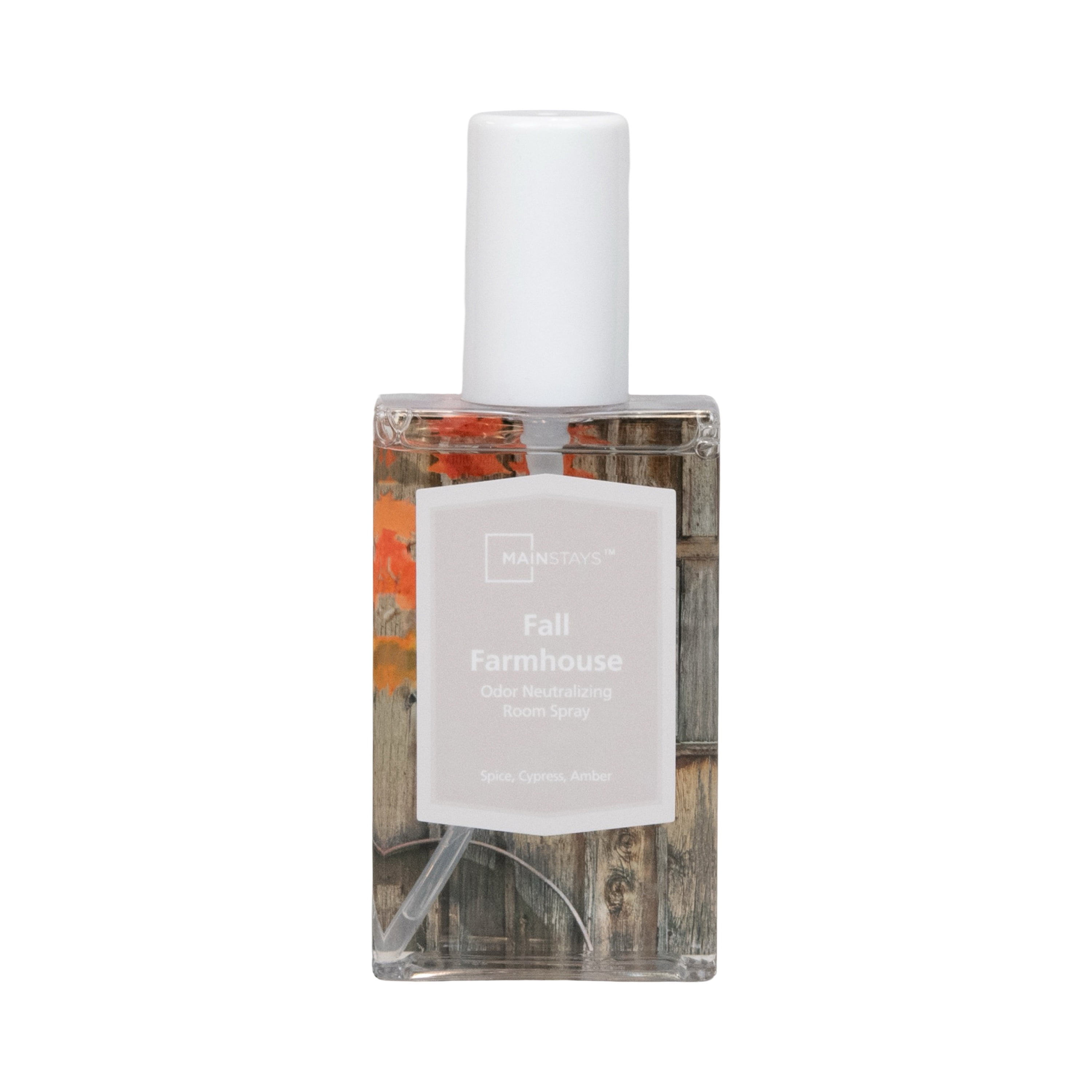 Mainstays Fall Farmhouse Scented Room & Linen Spray 3.4 fl oz (100mL).