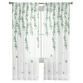 thumbnail image 7 of Sheer Curtains 84 inches Long, Watercolor Green Floral Leaves Pattern Branches Light Filtering Sheer Window Curtains Rod Pocket Voile Drapes for Bedroom Living Room, 52"W x 84"L 2 Panels, 7 of 7