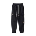 thumbnail image 4 of Wyobmus Men's Cargo Pants Baggy Workout Joggers Stretch Sweatpants Outdoor Solid Color Hiking Drawstring Pants With Multi Pockets B-Black, 4 of 9