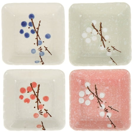 

4 Pcs Practical Sauce Dishes Ceramic Seasoning Bowls Hand-painted Dipping Bowls