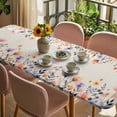thumbnail image 3 of Spring Floral Table Cloths for 8 Foot Rectangle Tables, Elegant Flowers Farmhouse Botanical Rustic Patio Waterproof Elastic Fitted Tablecloths, Washable Rectangular Table Cover for Camping, 3 of 8