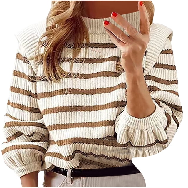 Pulls pour Femmes Pulls à la Mode Femmes Pulls Femmes Automne Hiver Col Rond Impression Pull Loisirs Tricot Manches Longues Tops