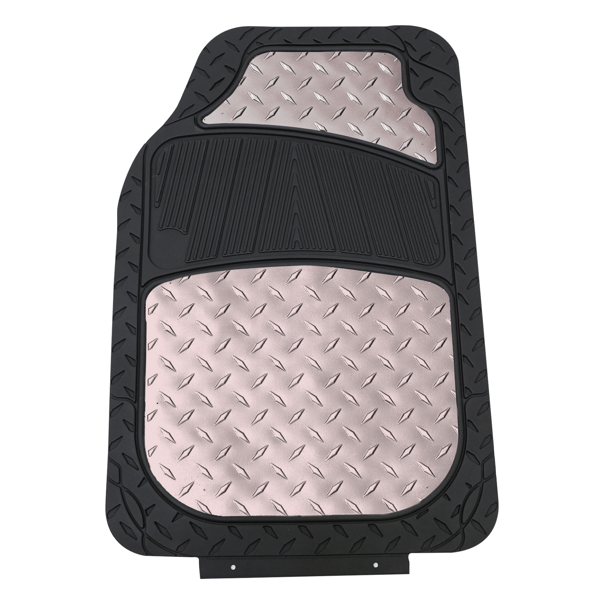 FH Group Climaproof Rubber Car Floor Mat, Universal 4pc Gray Floor Mats with Air Freshener