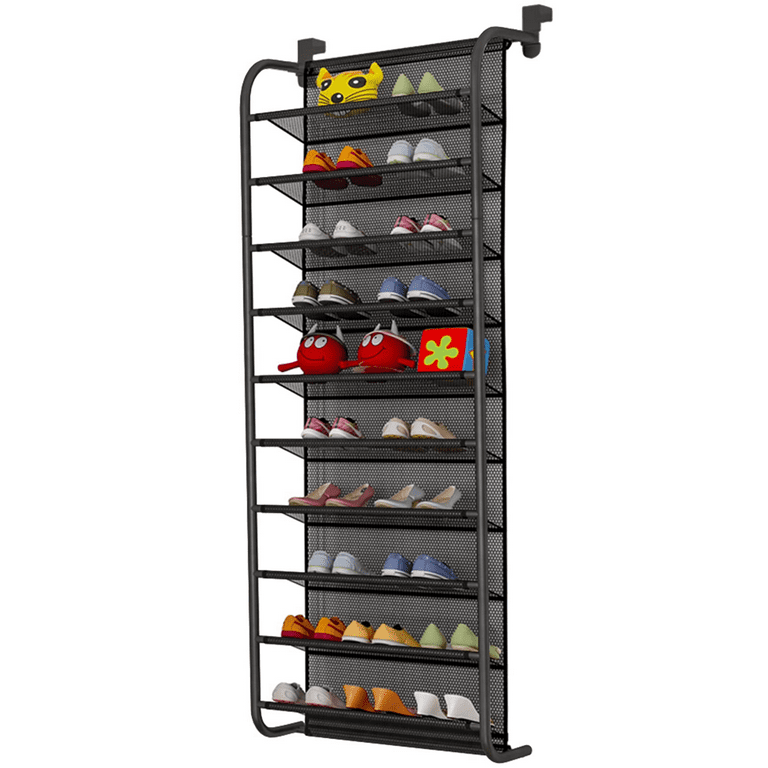 10-Tier Shoe Rack Over The Door Shoe Organizer Hanging Shoe Storage Shelf  Customized Strong Metal Hooks for Closet