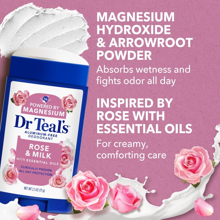 Dr Teal's Aluminum Free Deodorant, Rose & Milk, 2.5 oz - Walmart.com