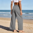 thumbnail image 6 of Hurxie Womens High Waisted Button Pleated Wide Leg Pants Beach Vacation Trouses Gray,XL, 6 of 7