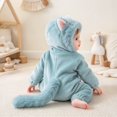 thumbnail image 5 of CUZIBR Halloween For Boys Girls Fuzzy Onesie Animal Romper Jumpsuit Hooded Zip Up Long Sleeve Cute Dress-up Party Clothes,Light Blue,3-6 Months, 5 of 9