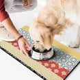 thumbnail image 2 of Boho Retro Floral Pet Feeding Mat-Abstract Art Pattern Absorbent Pet Placemat for Food and Water Bowl, with Waterproof Rubber Backing, Quick Dry Water Dispenser Mat for Dog and Cat (17"x30"), 2 of 7