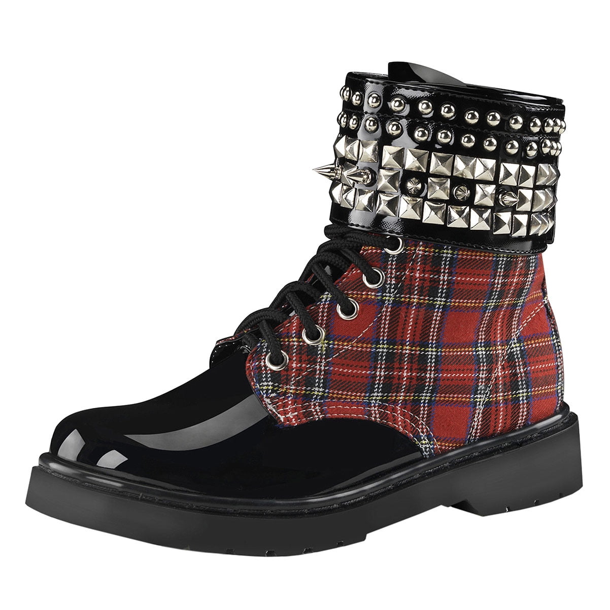 combat boots with red laces